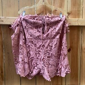 Fashion Nova Pink lace romper sz. S